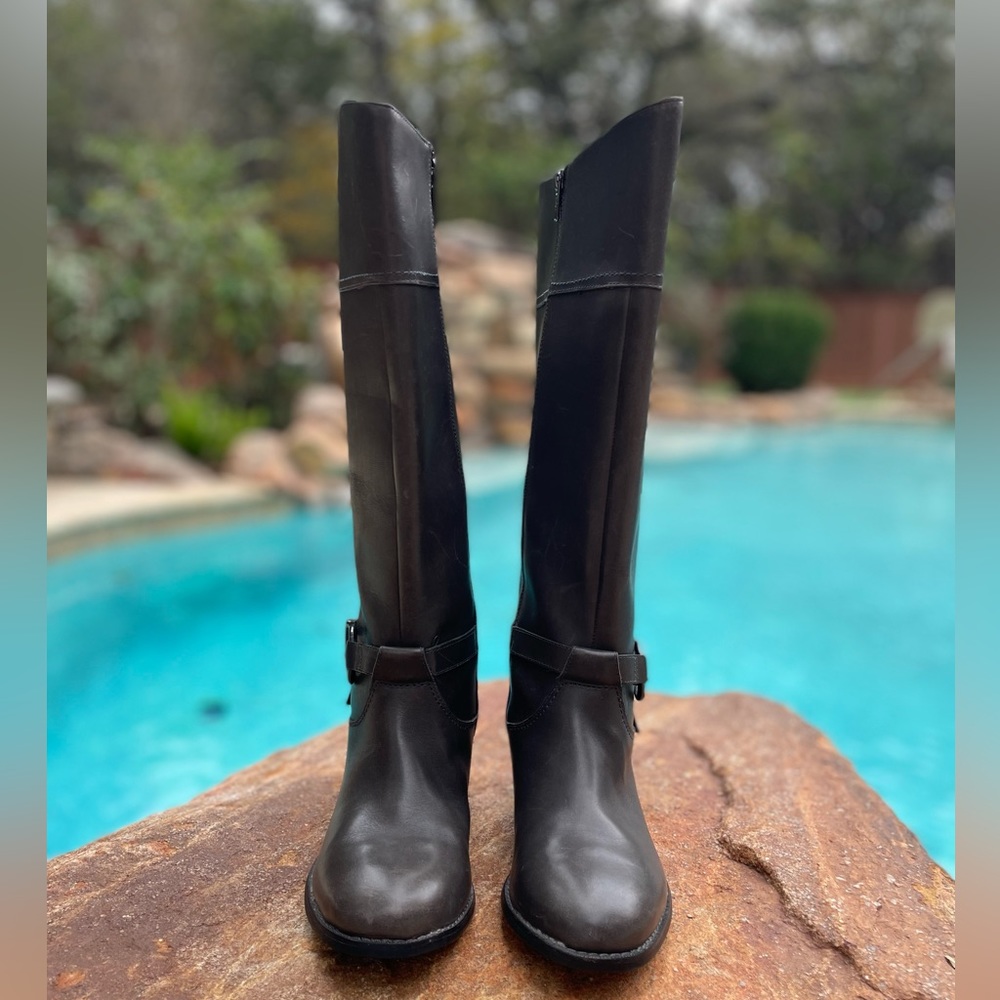 Sperry Leather Riding Boots in Sable Gray